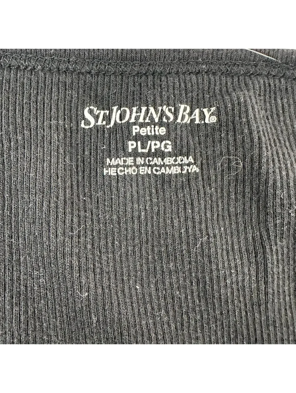 St. John's Bay Y2K Black Ribbed Tank Top with Beaded Neckline
